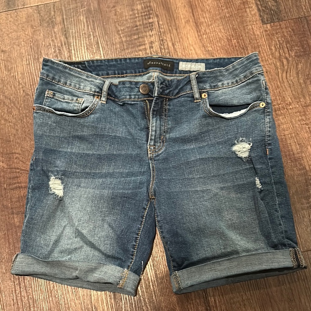 Aeropostale Blue Jean Shorts Distressed Knee-Length